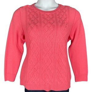 Talbots Cable Knit Sweater L Pink Cable Knit Soft Stretch Capsule Work Career